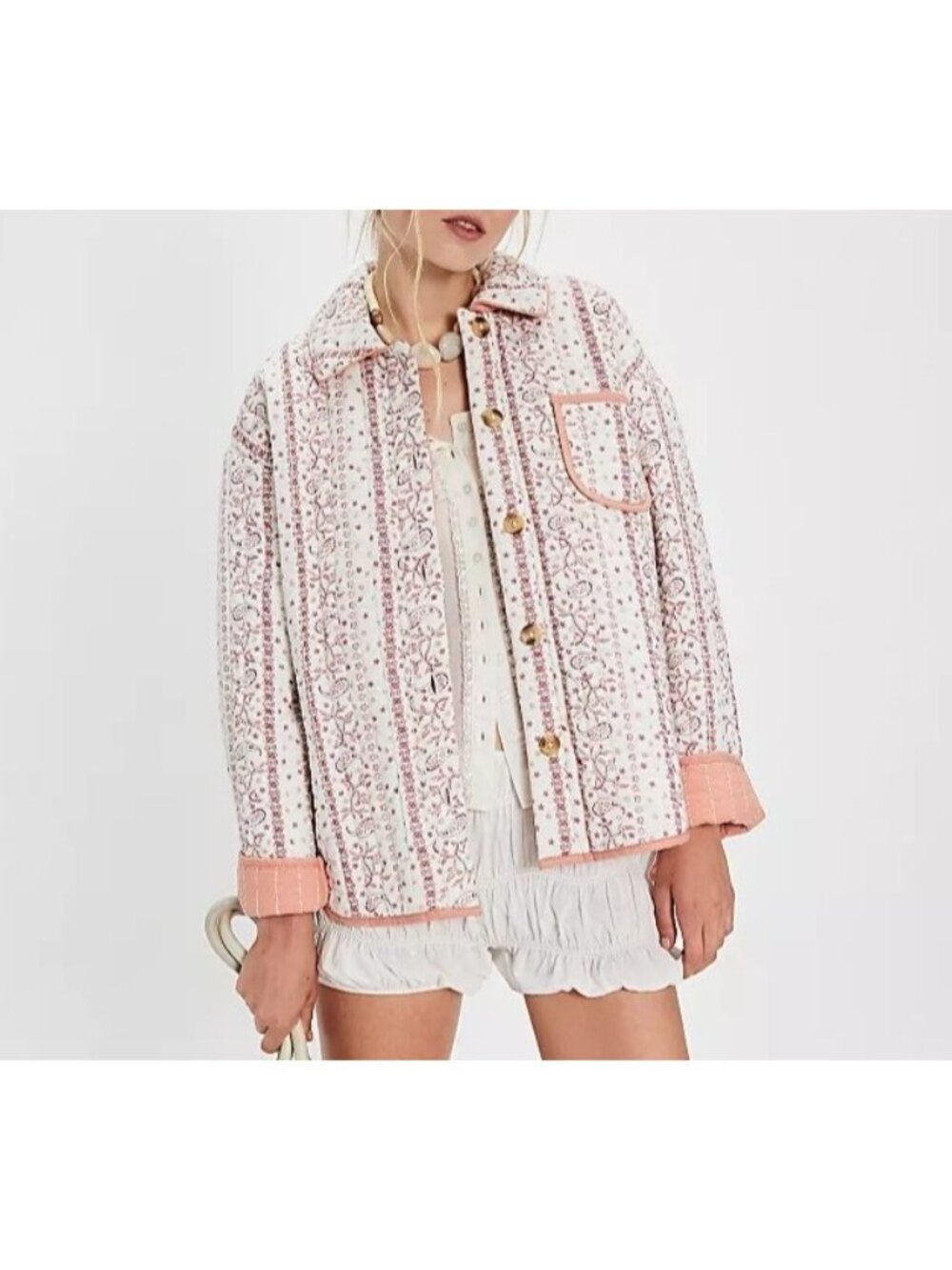 Free People Alexie Jacket Quilted Cottagecore Town & Country Heritage Womens L
